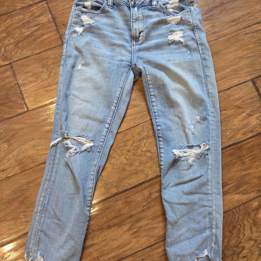 American Eagle Outfitters Blue Skinny Jeans Distressed